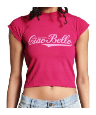 BALENCIAGA WOMEN'S CIAO BELLO SHRUNK T-SHIRT IN PINK