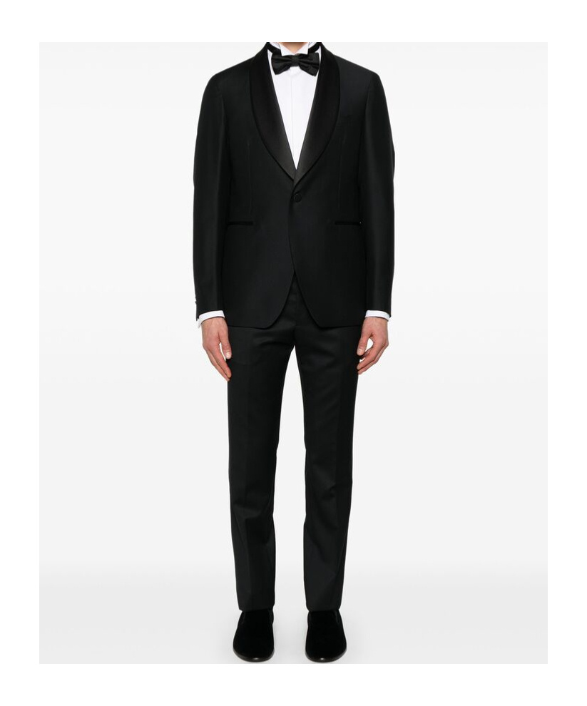 Tagliatore Lapel Long-sleeved Suit Jacket In Black