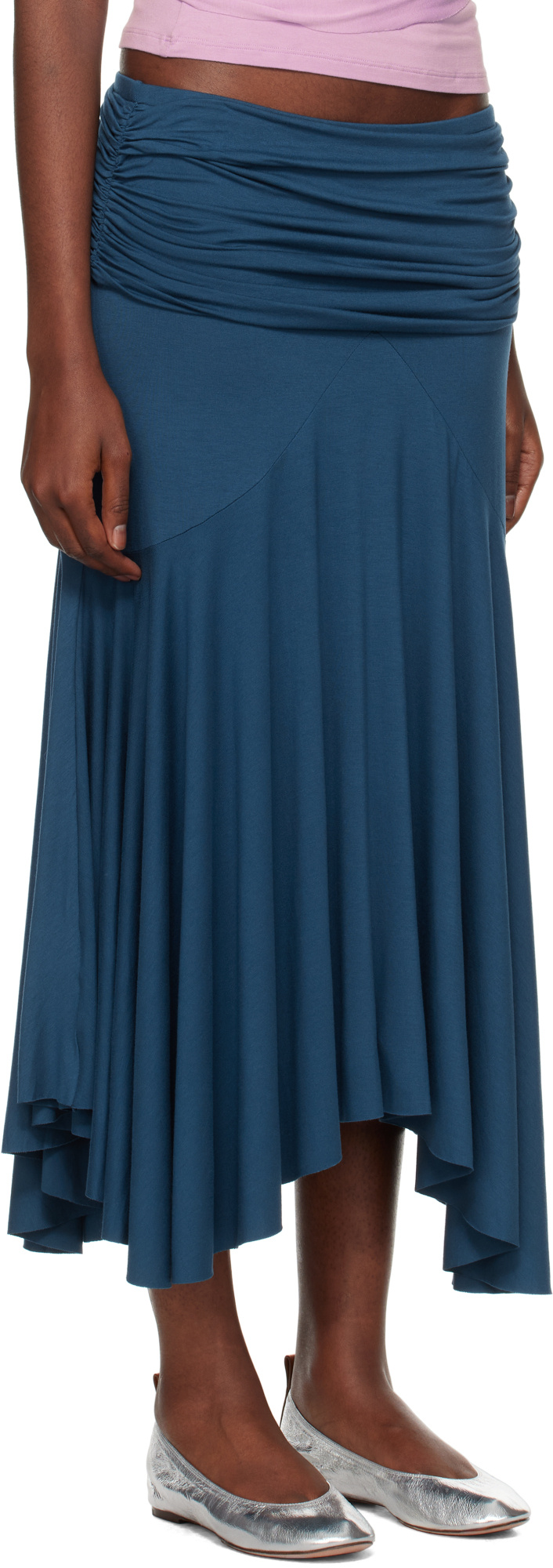 Gimaguas Navy Fortuna Midi Skirt In Blue