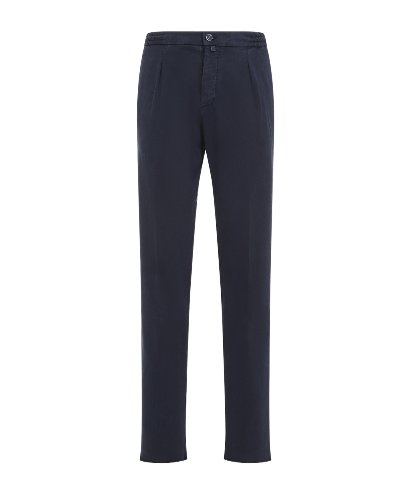 Shop Kiton Pleated Detail Straight Leg Trousers In Black