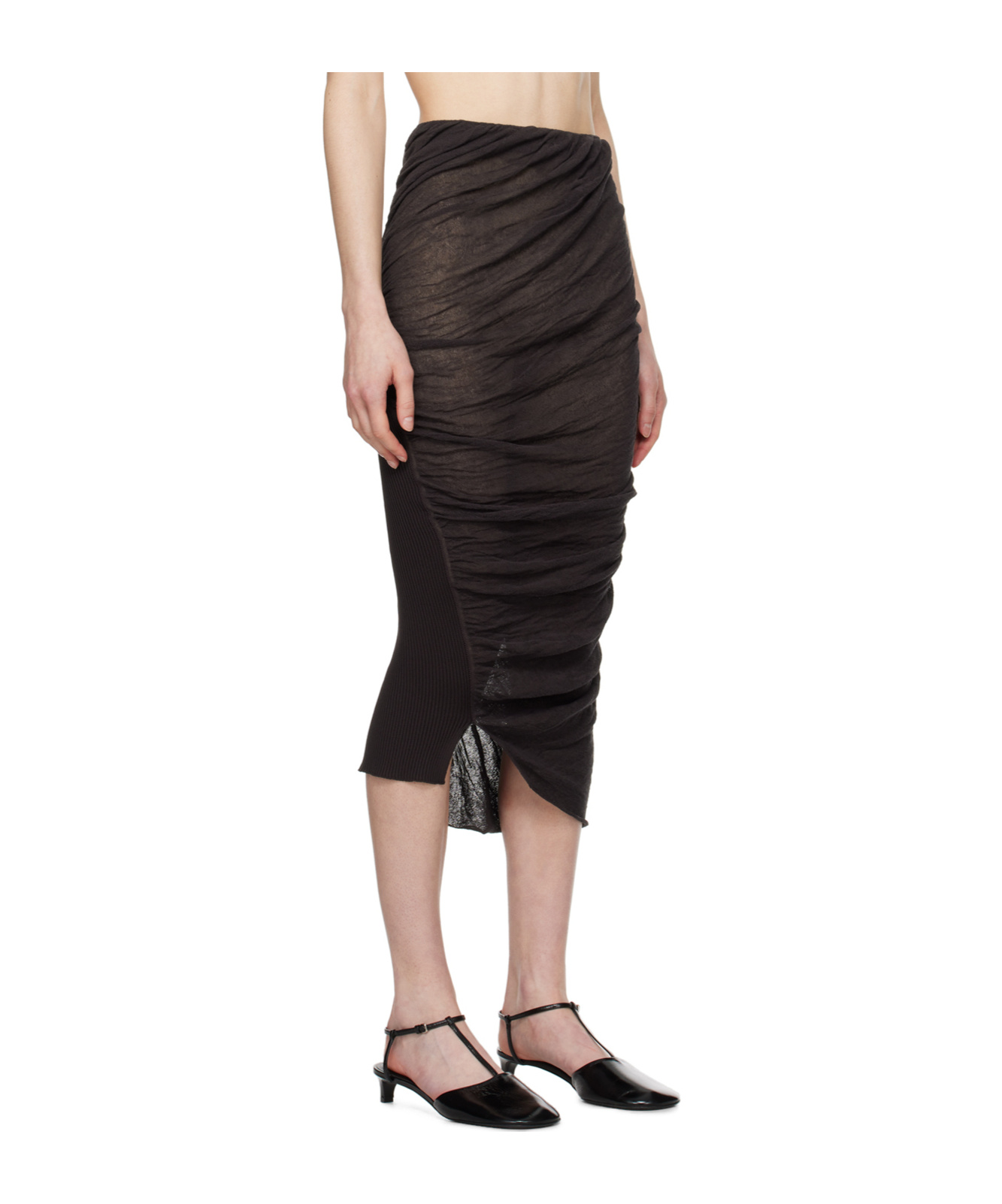 Issey Miyake Ribbed-knit Midi Skirt In Black