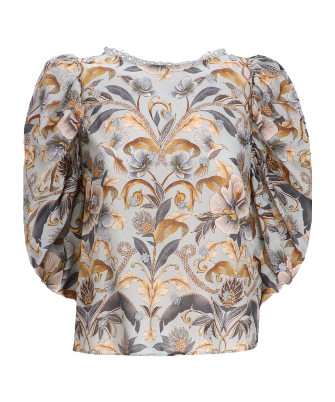 Farm Rio Puff-sleeve Floral Blouse In Multi