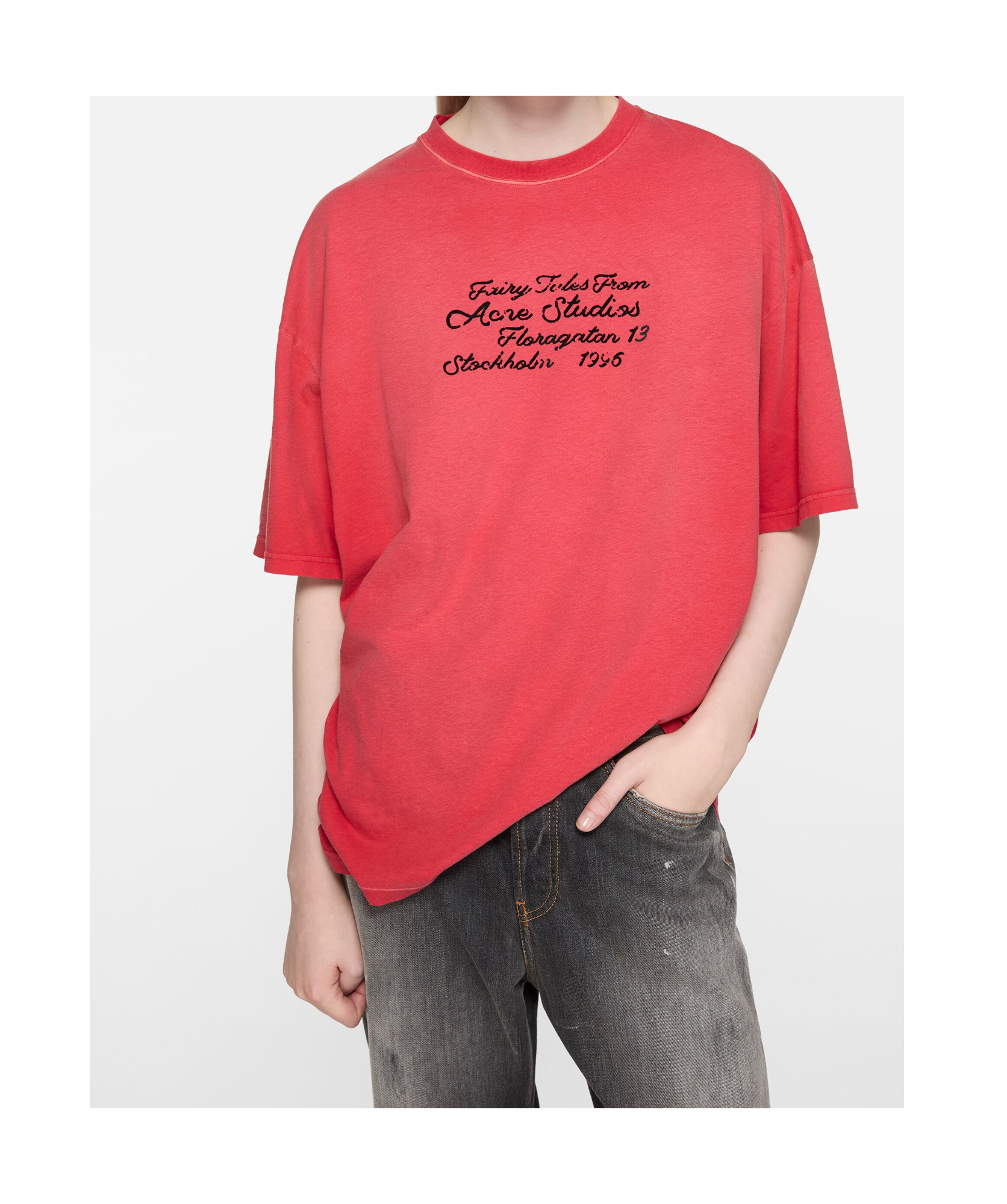 Acne Studios Lettering-detail Cotton T-shirt In Red