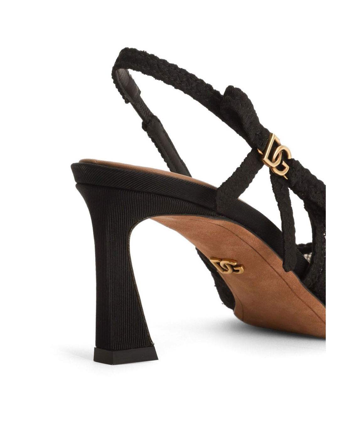 Dolce & Gabbana Women's Pointed Toe Lace Style High Heel Slingback Pumps In Black