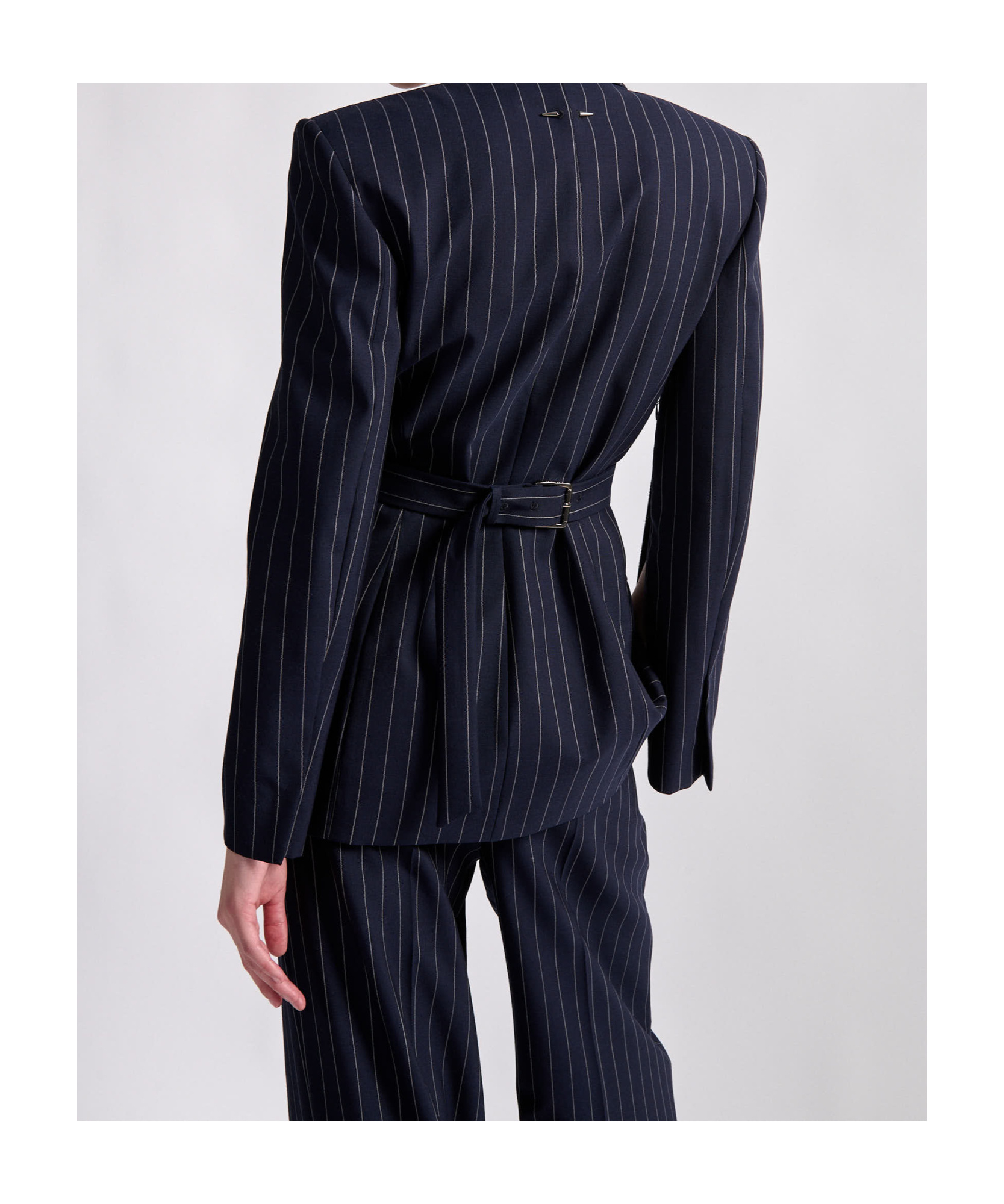 Barbara Bui Fitted Jacket In Navy Tennis Stripes In Navy Blue