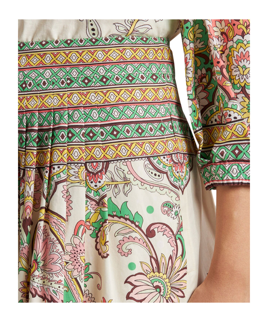 Etro Womens Print On White Base Floral-print High-rise Cotton Midi Skirt In Nude