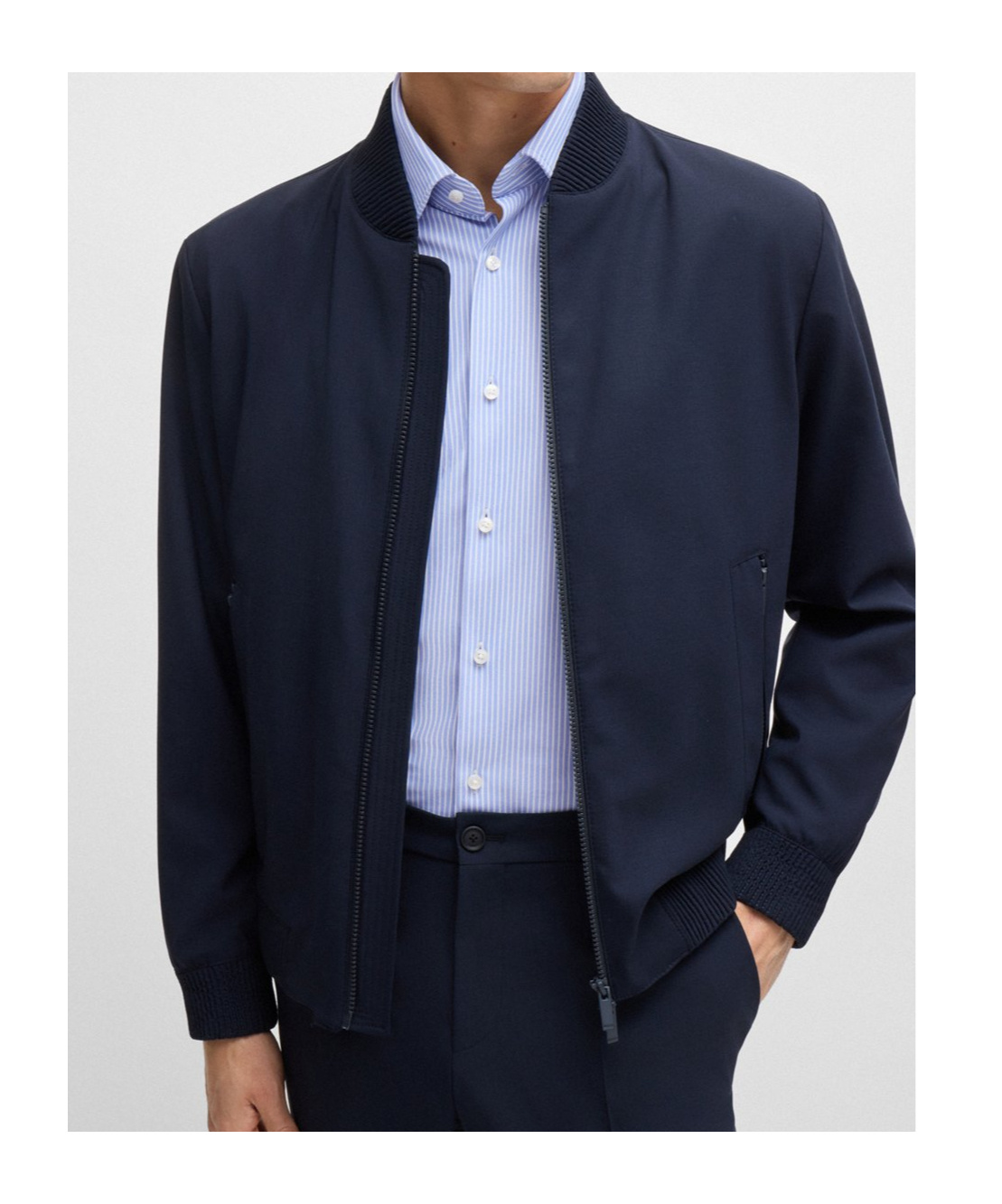 Hugo Boss Regular-fit Shirt In Striped Performance Material In Multi