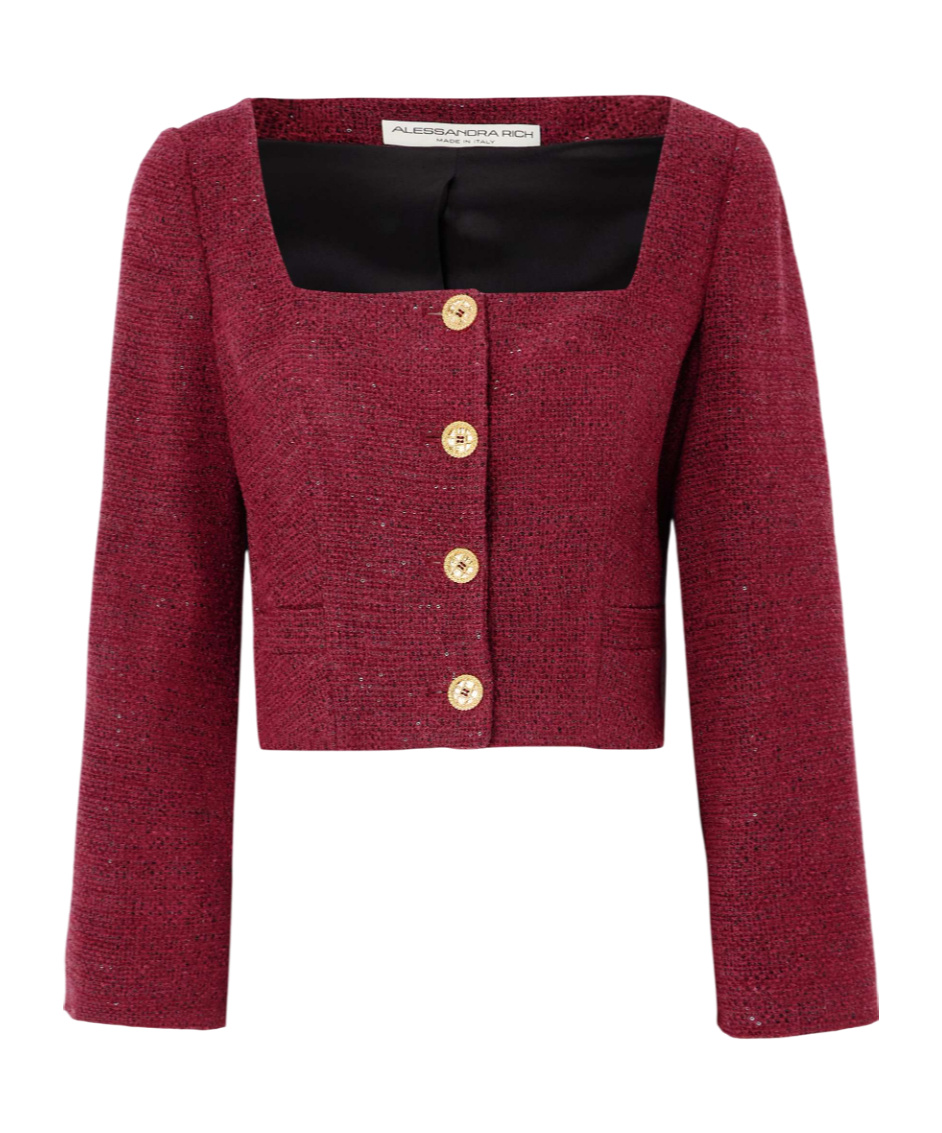 Alessandra Rich Tweed Short Coat In Red