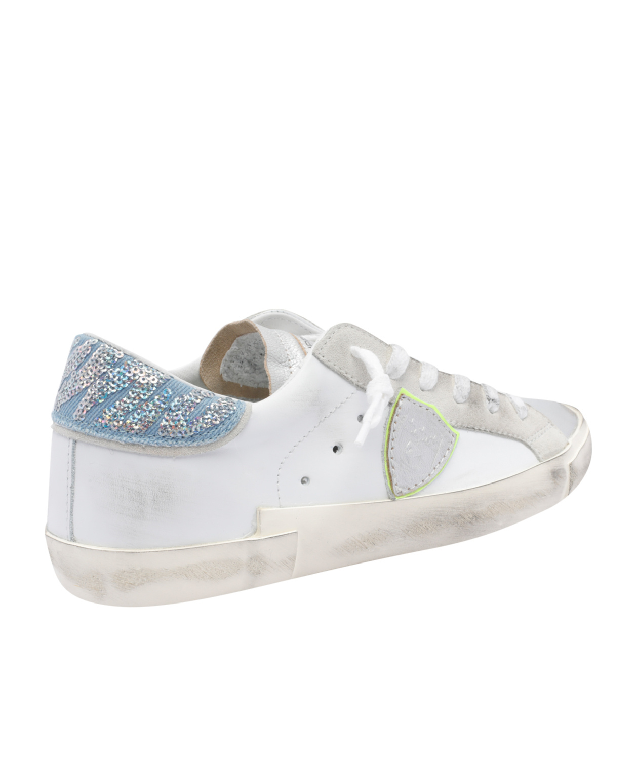 Philippe Model Prsx Low Veau Metal Paillettes Multi Sneaker In White