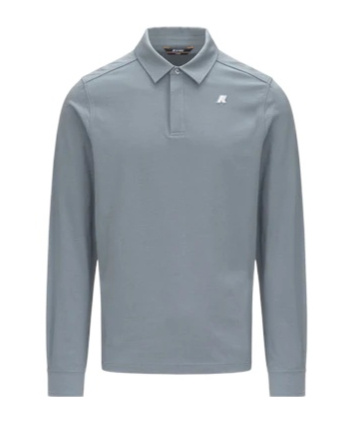 K-way Long Sleeve Logo Polo Shirt In Gray