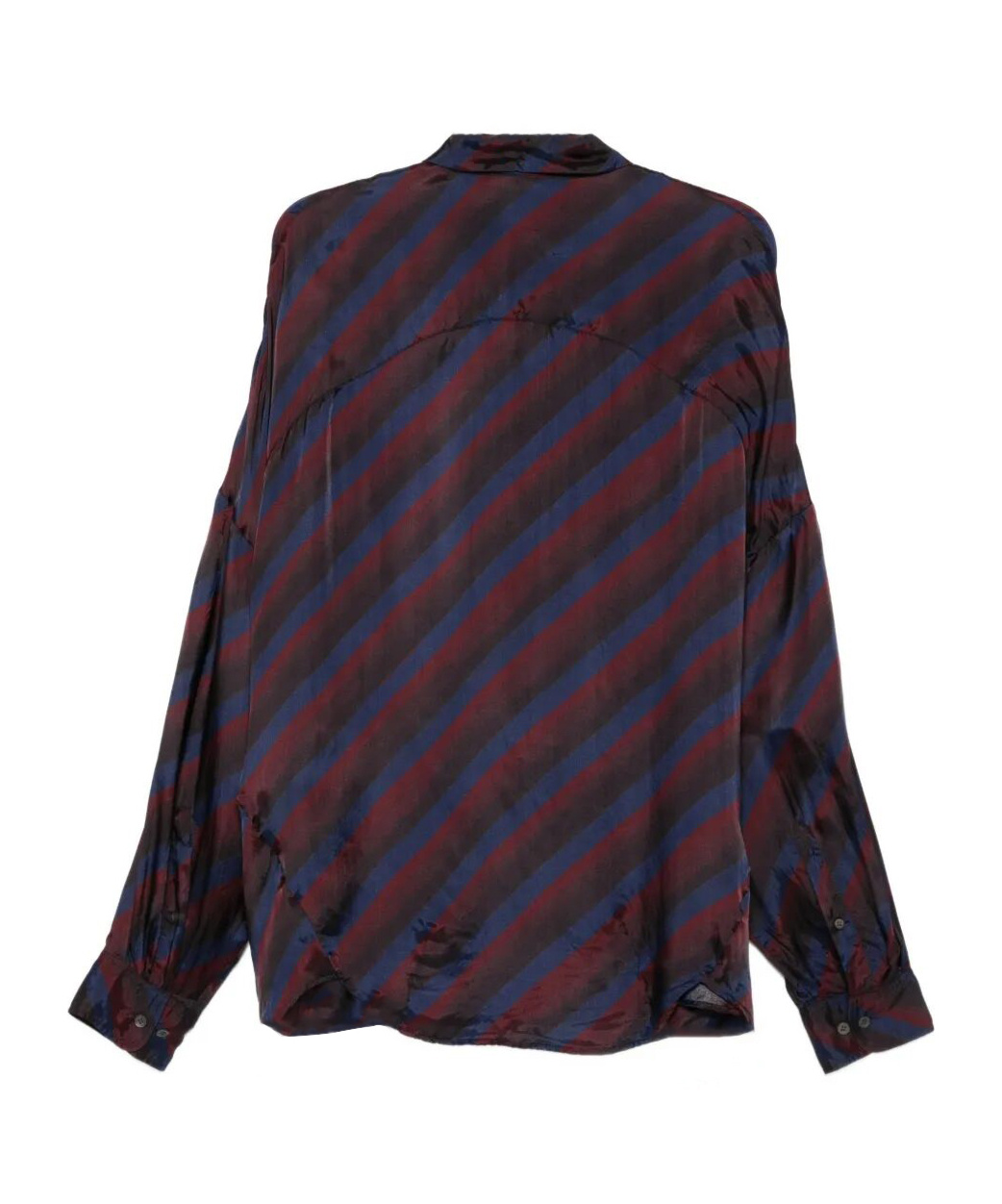 Dries Van Noten Striped Long Sleeve Collared Shirt In Blue