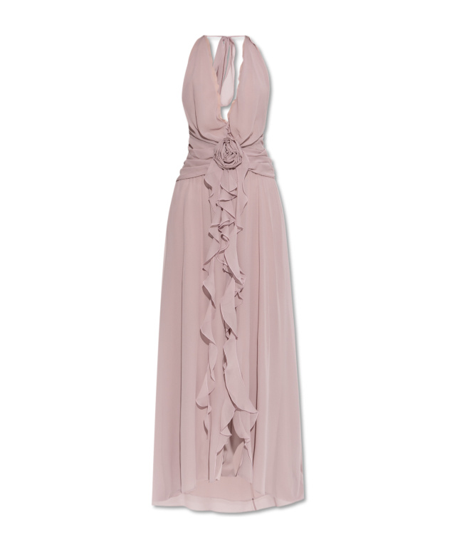 Blumarine Lilac Georgette Long Dress In Nude