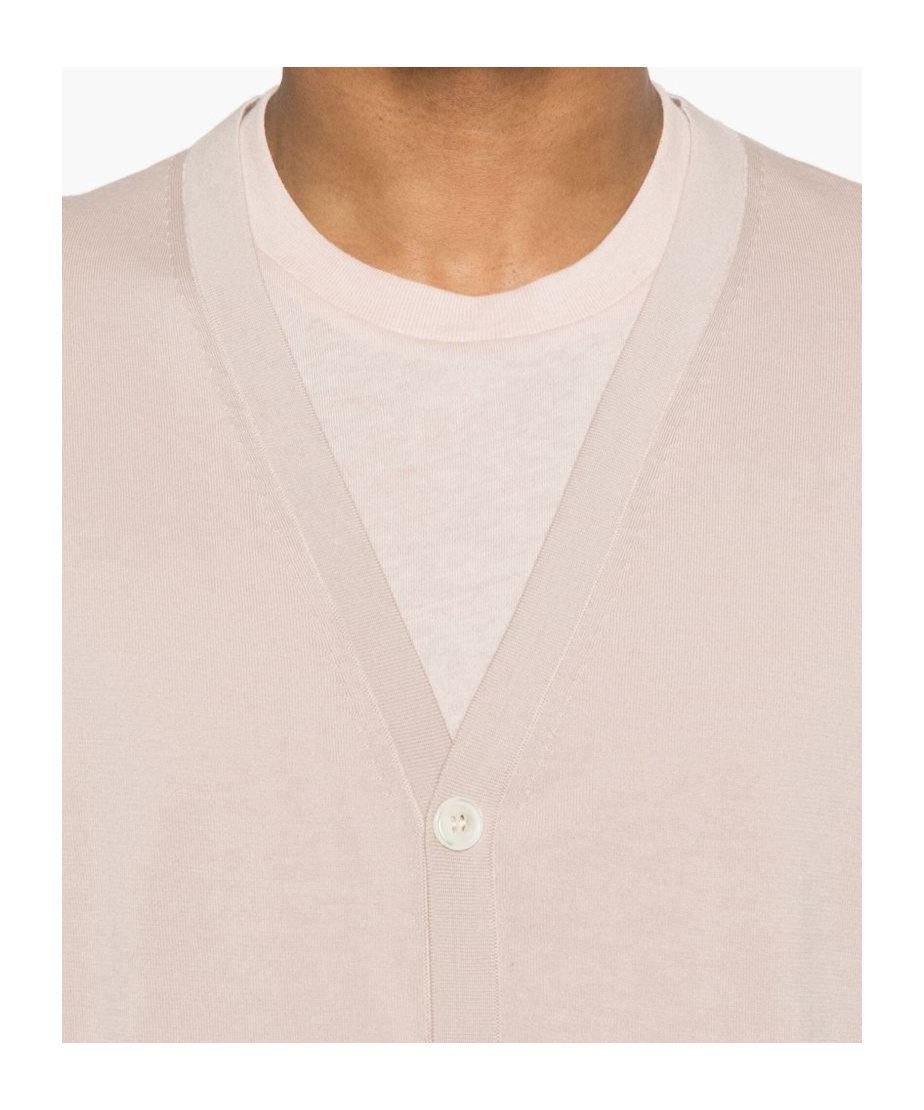 Drumohr V-neck Ribbed Cotton Vest In Pink