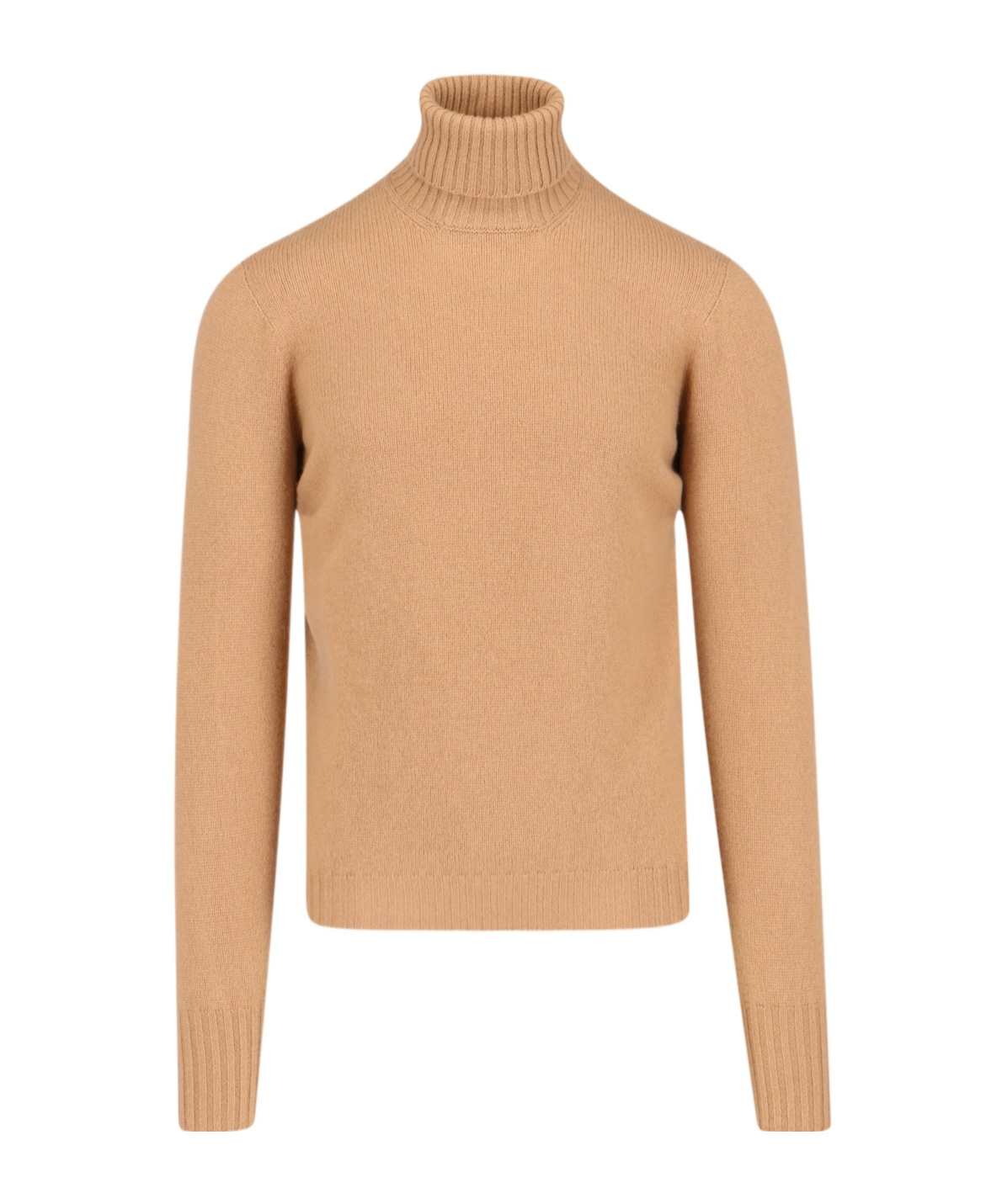 Drumohr Turtleneck Sweater In Brown Cashmere Ribbed Trim In Brown