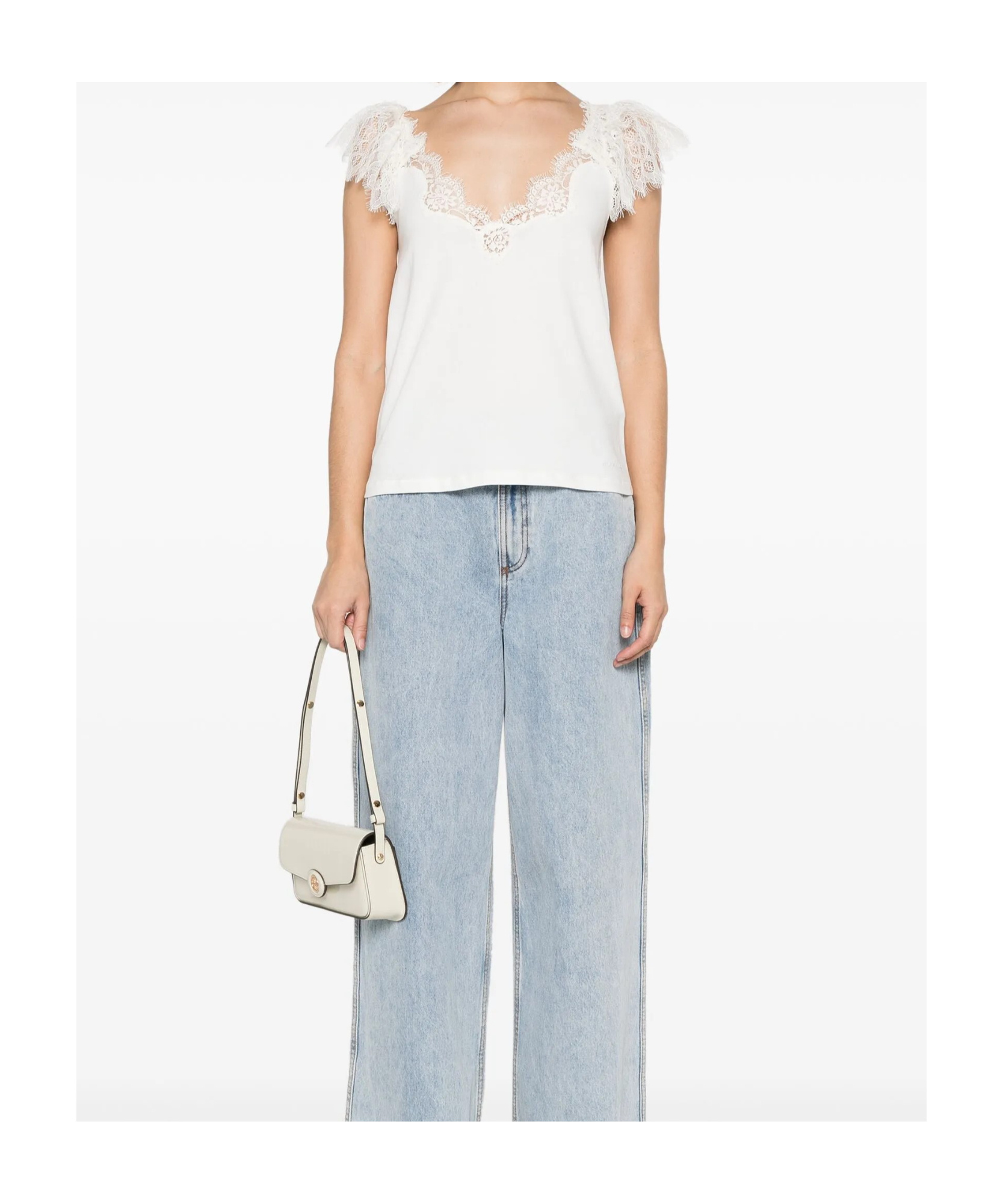 Ermanno Firenze Lace-trim Tank Top In White