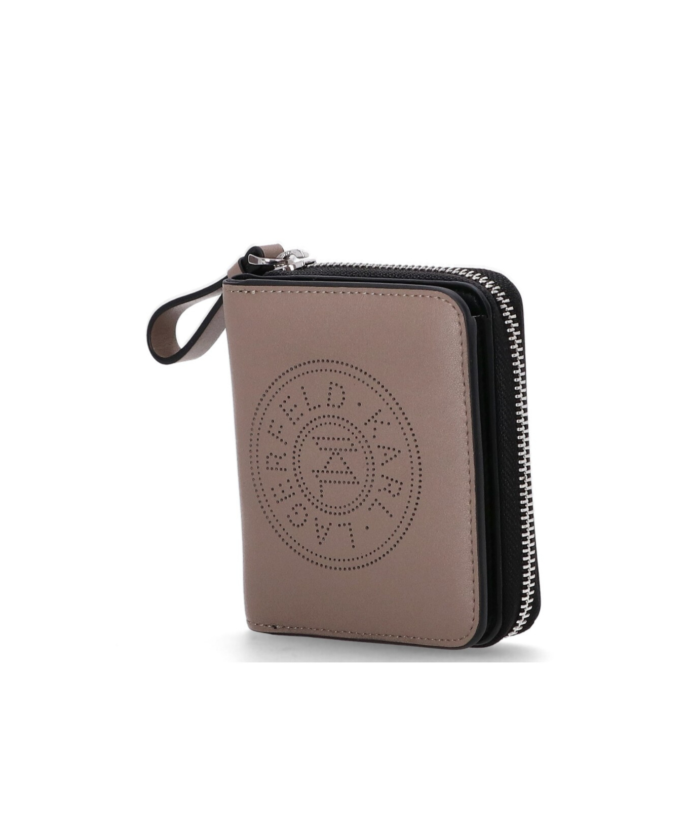 Karl Lagerfeld Round Zipper Wallet In Brown