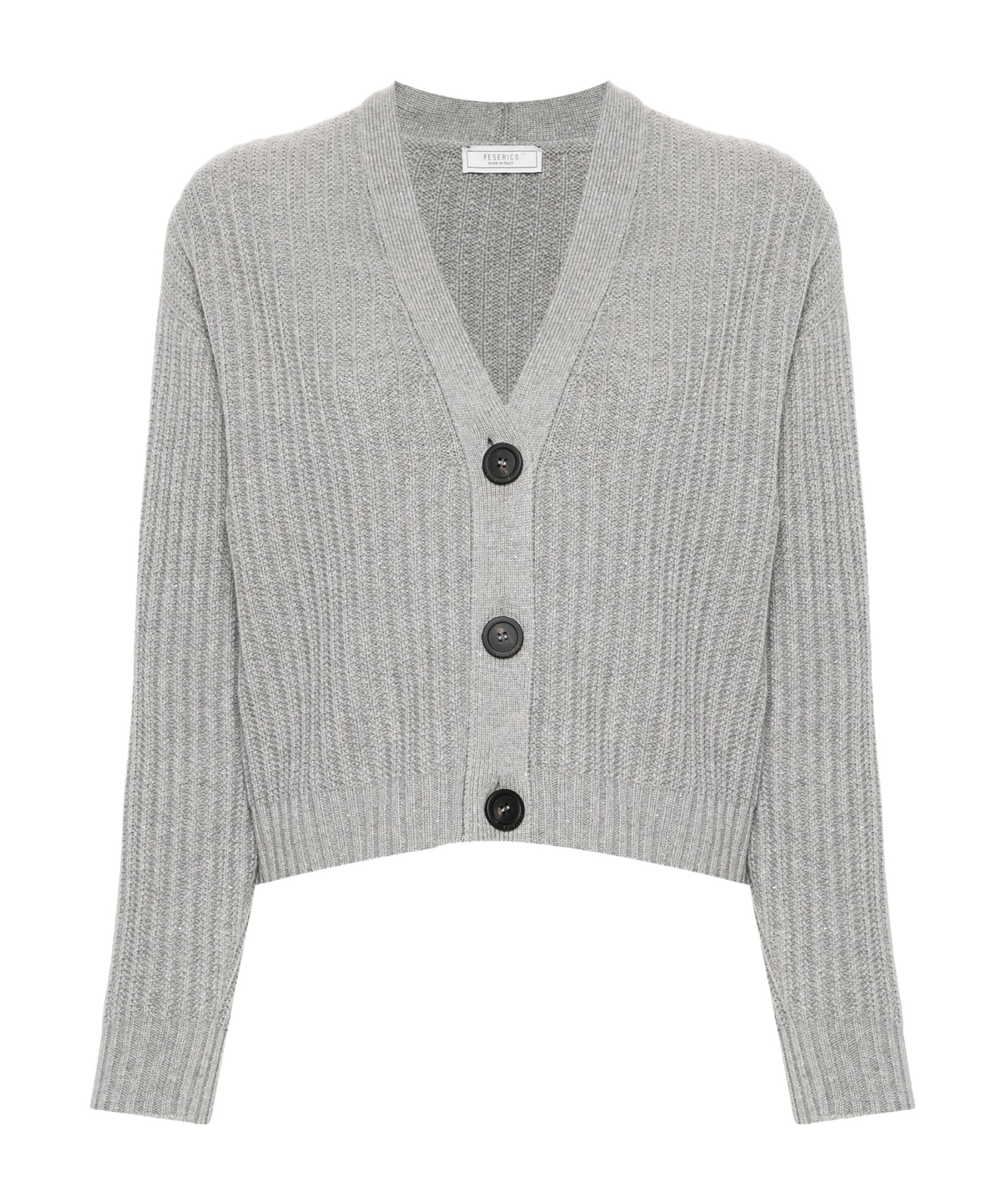 Peserico Ribbed Cardigan In Gray