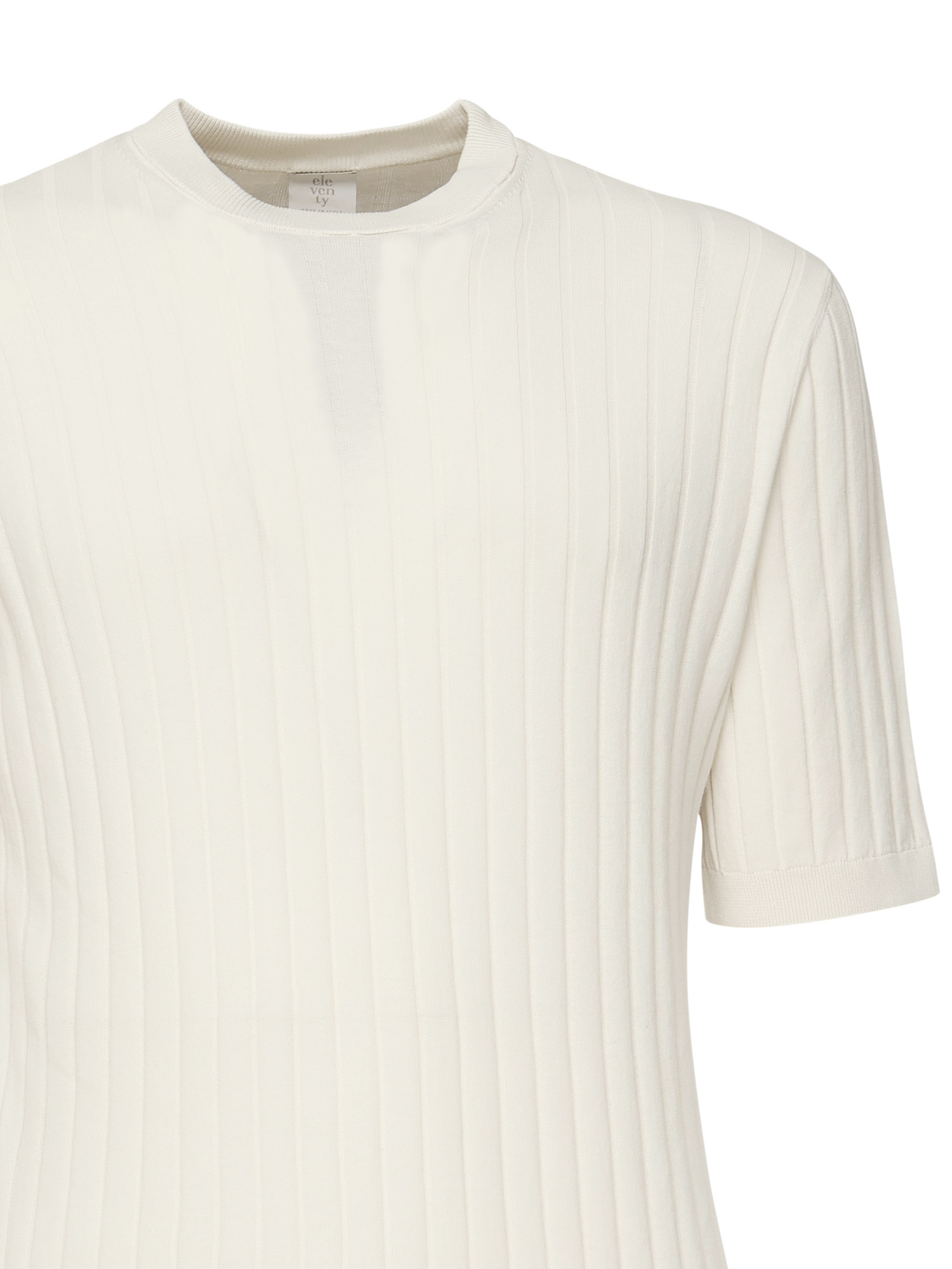 Eleventy Sand Ribbed Crew Neck T Shirt In Neutral