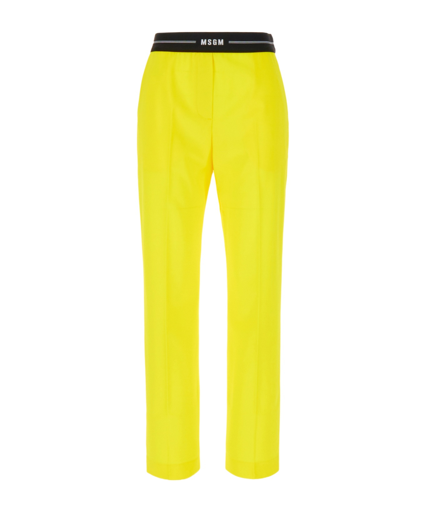 Msgm Pant Wool Central Pleats In Yellow