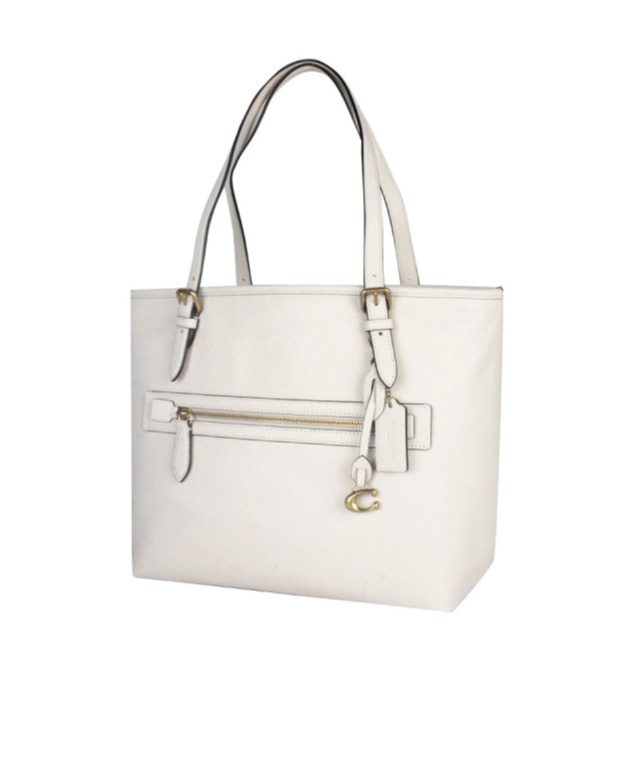 Coach Zippered Outer Pocket Handbag In White