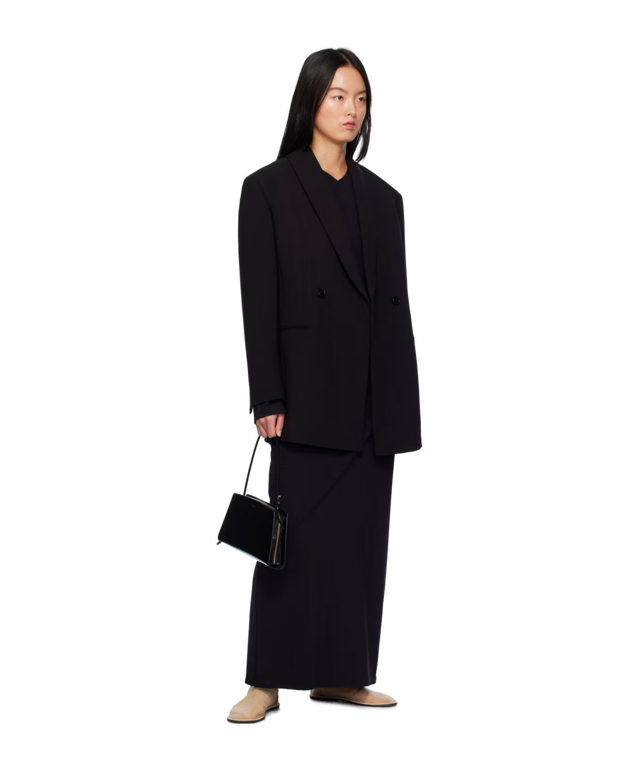 The Row Lapel Long-sleeved Suit Jacket In Black