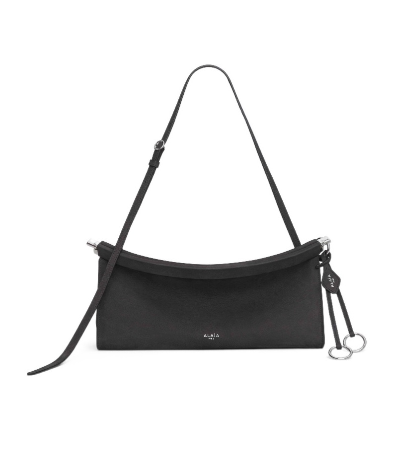 Alaïa Anthracite Gray Nubuck Medium Le Click East West Bag In Gray