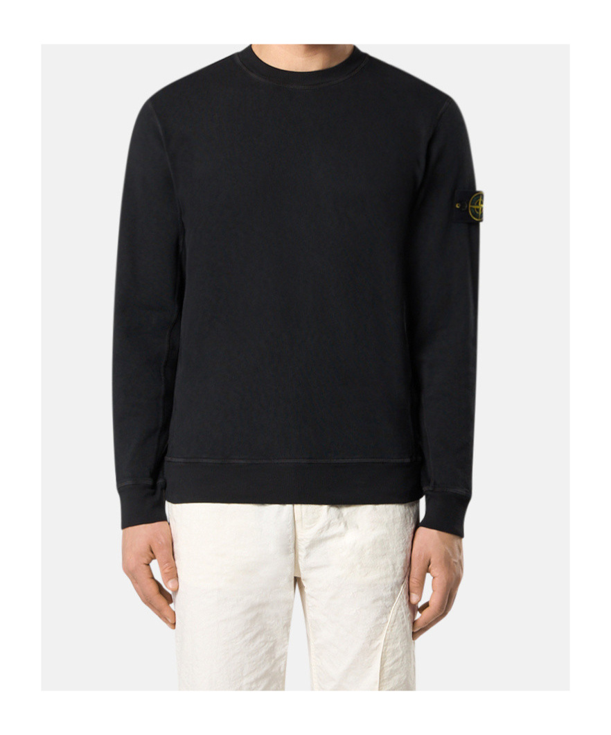Stone Island Ribbed Crewneck Sweater With Long Sleeves In Black