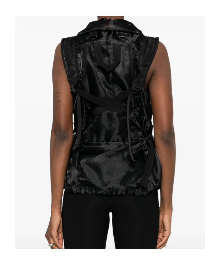 Junya Watanabe Buckle Detail Organdy Top In Black