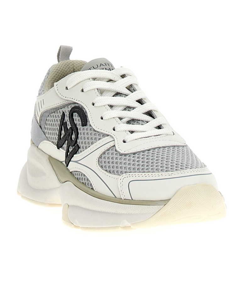 Stuart Weitzman Logo-patch Mesh Chunky Sneakers In White