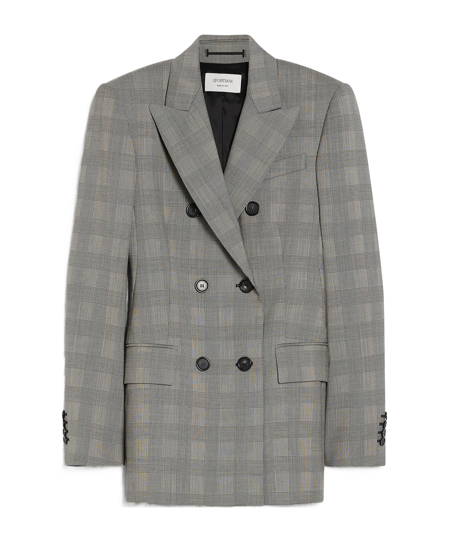 Sportmax Plaid Freshly Cut Wool Suit Coat In Gray