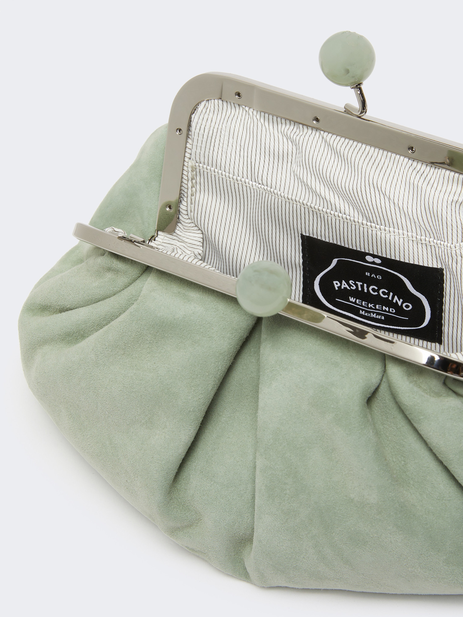 Weekend Max Mara Small Suede Pasticcino Bag In Green