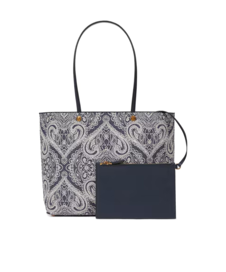 Etro Essential Medium Jacquard Denim Tote Bag In Blue