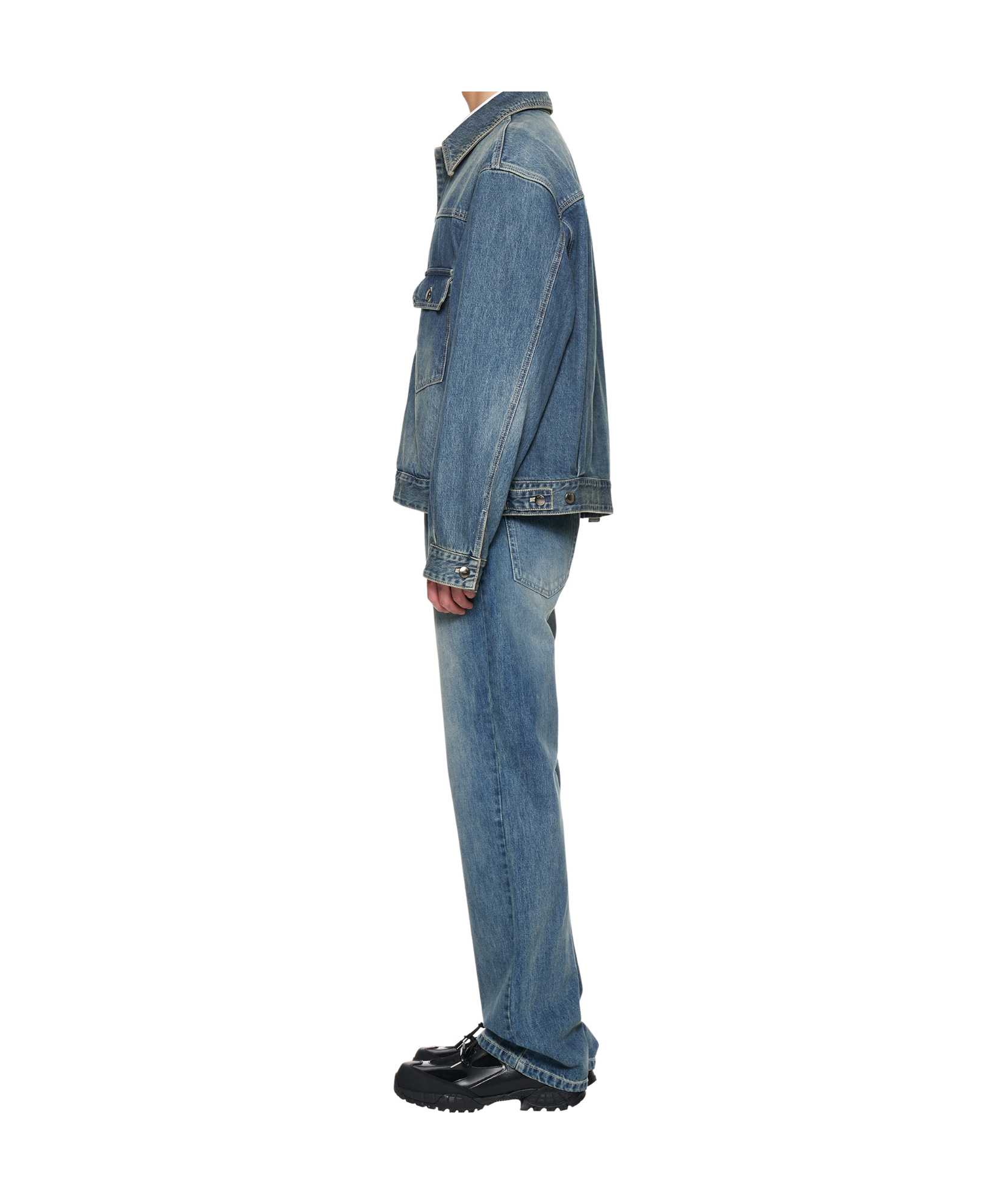 Wooyoungmi Long-sleeved Denim Coat In Blue
