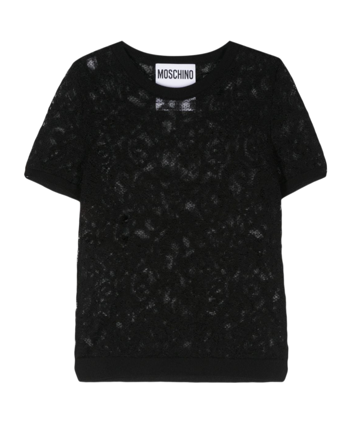 Moschino Knit Crewneck Jacquard Pattern In Black