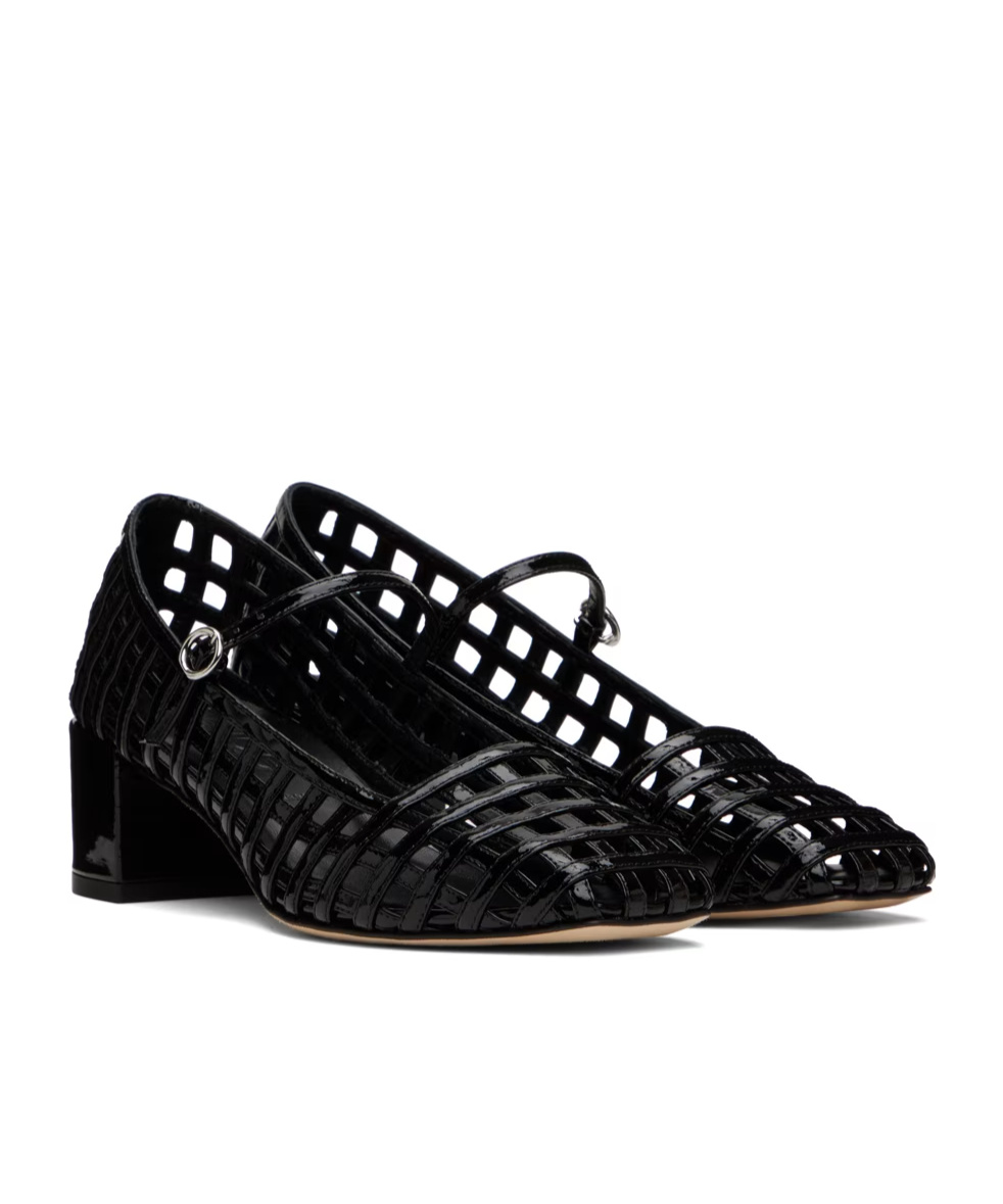 Aeyde Black Aline Caged Mary-jane Heels In Black