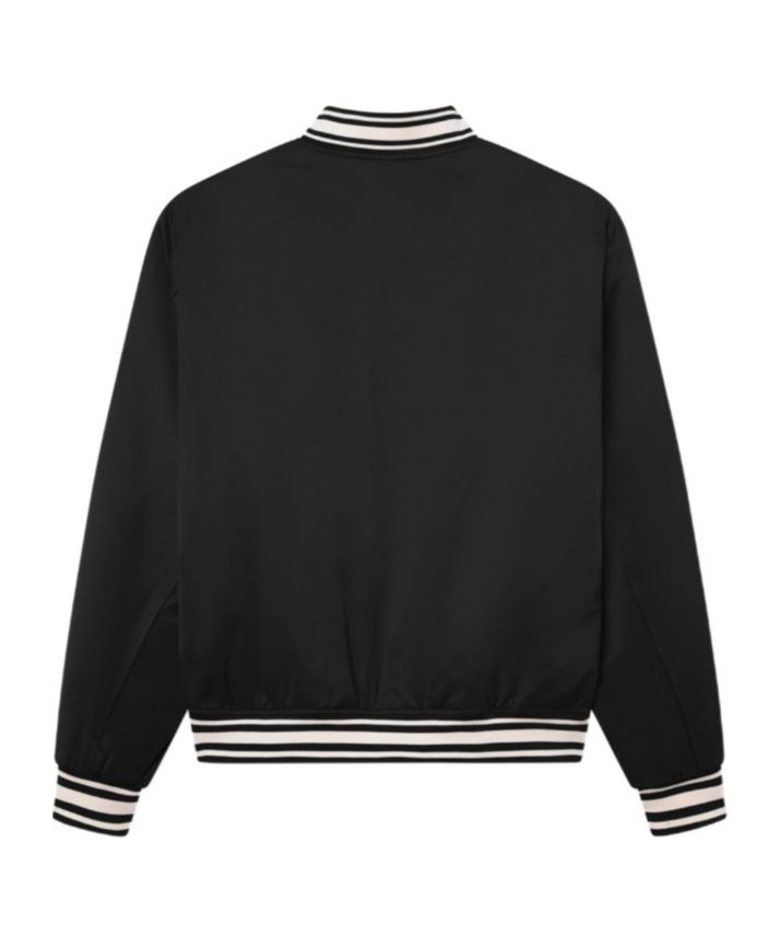 Les Deux Embroidered Satin Bomber Jacket In Black