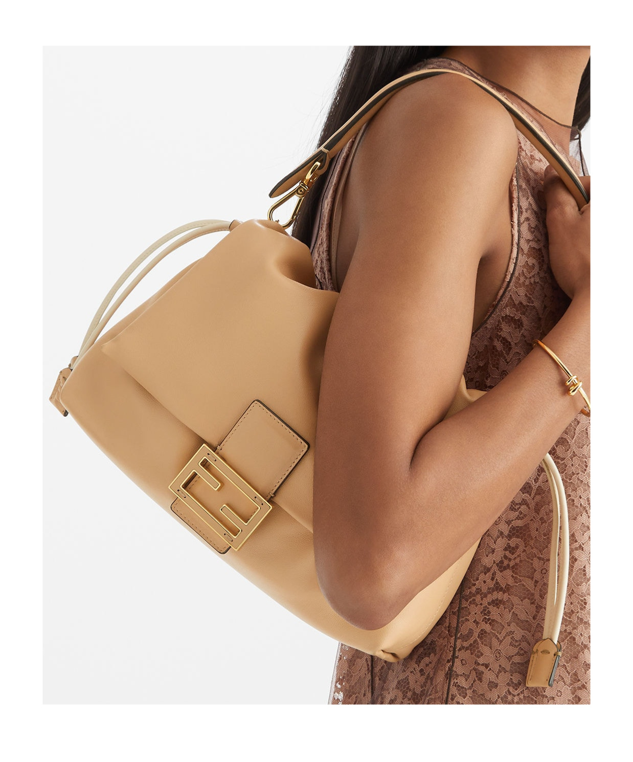 Shop Fendi Pale Pink Nappa Leather Bag In Nude