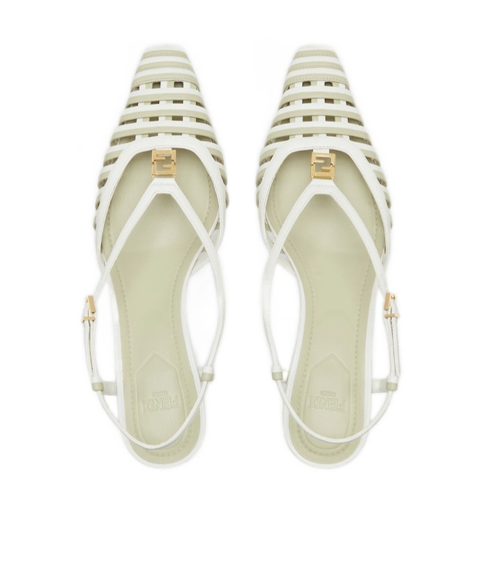 Fendi Two-tone Leather Ffold Pumps In White And Green