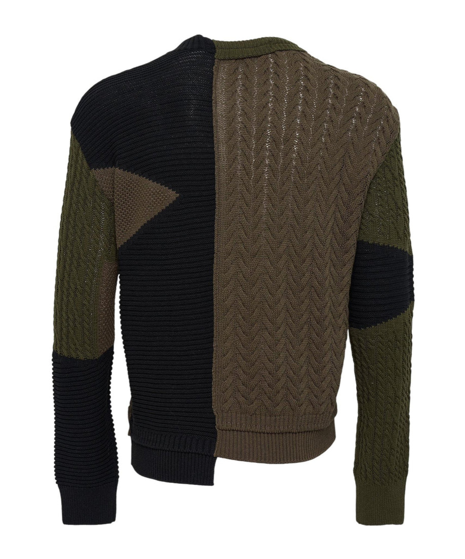 Andersson Bell Patchwork Asymmetric Crew Neck Sweater In Brown