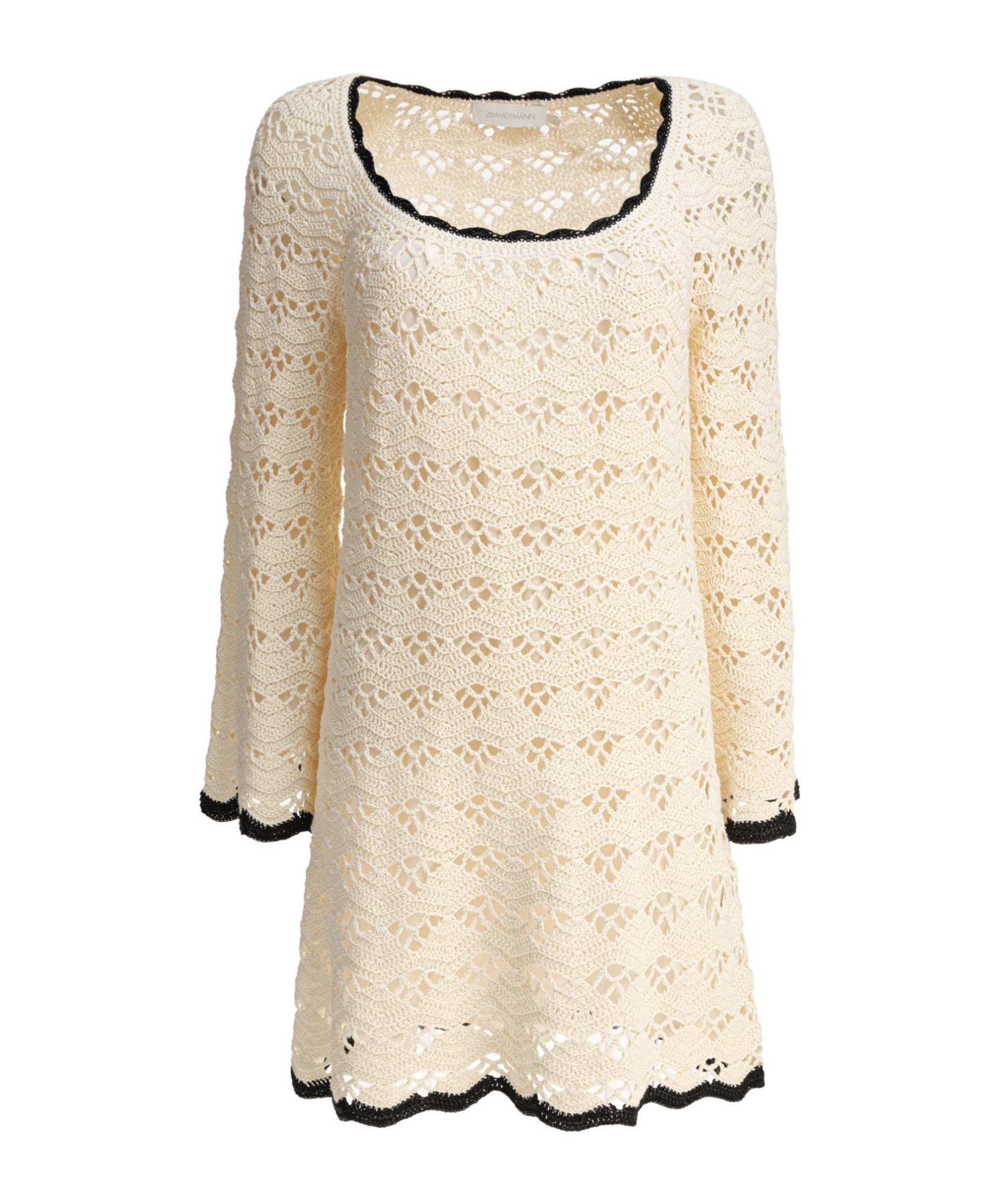 Zimmermann Rhiannon Crocheted Cotton Mini Dress In Neutral