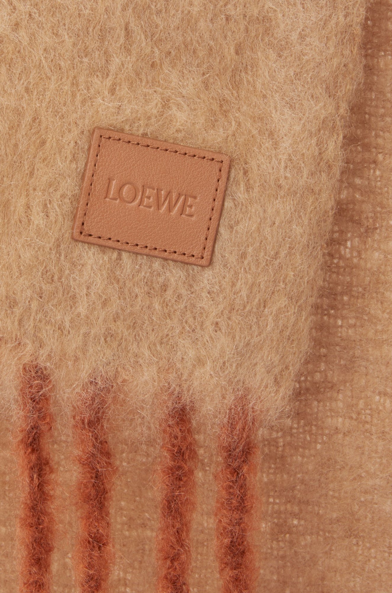 Shop Loewe Scarf In Mohair And Wool Blend In Brown