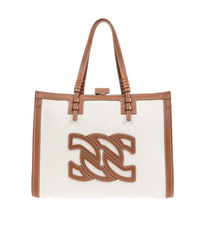 Casadei Women's Canvas And Leather Tote Bag In White