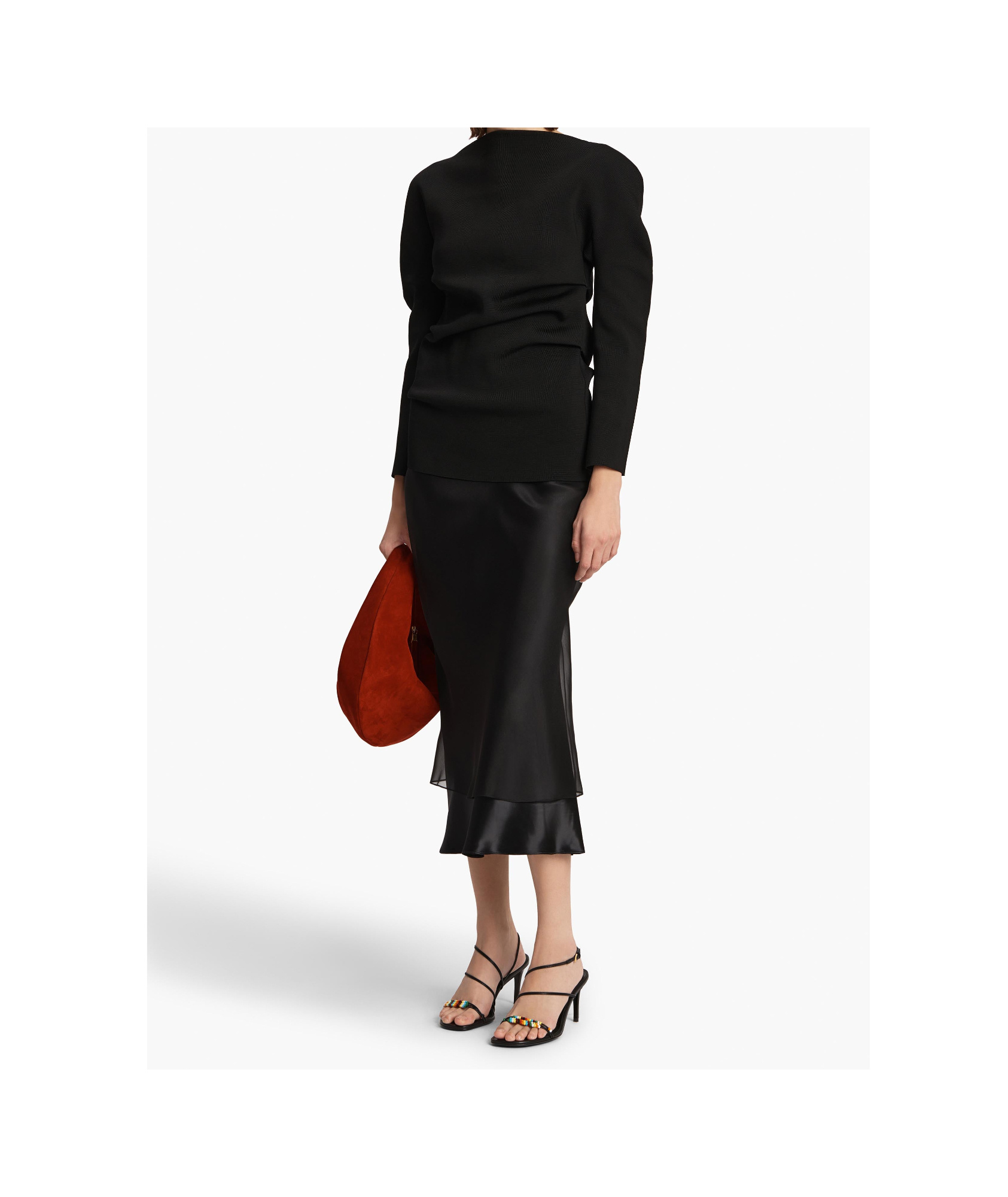 Khaite Layered Sheer And Lustrous Black Skirt