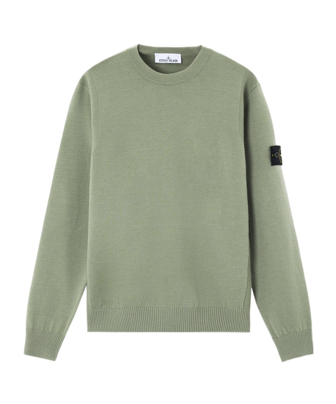 Stone Island Crewneck Jumper With Reverse Stitch Details In Green