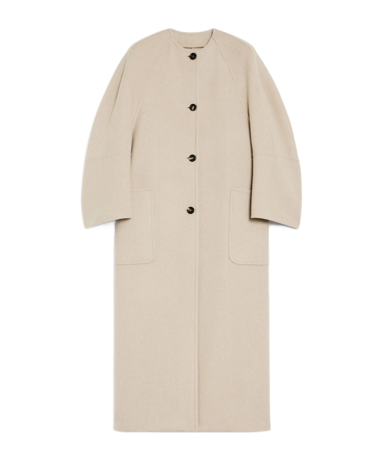 Max Mara Album Collarless Cashmere Long Coat In Nude