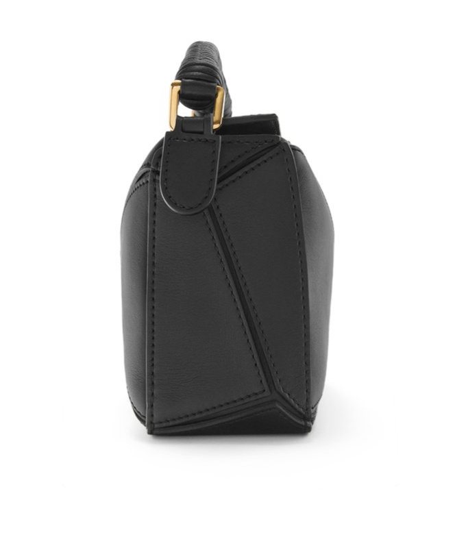 Shop Loewe Mini Puzzle Bag In Mellow Calfskin In Black