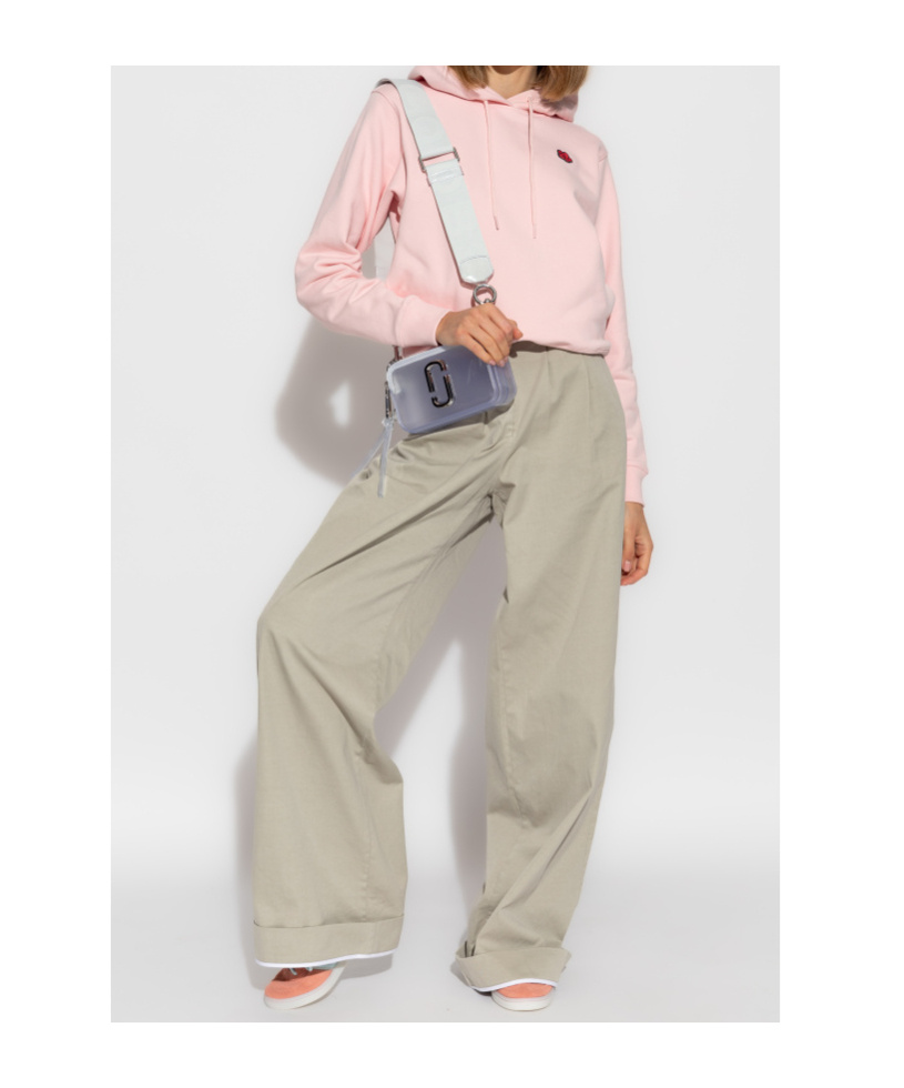 Kenzo Drawstring Hood Long Sleeve Sweater In Pink