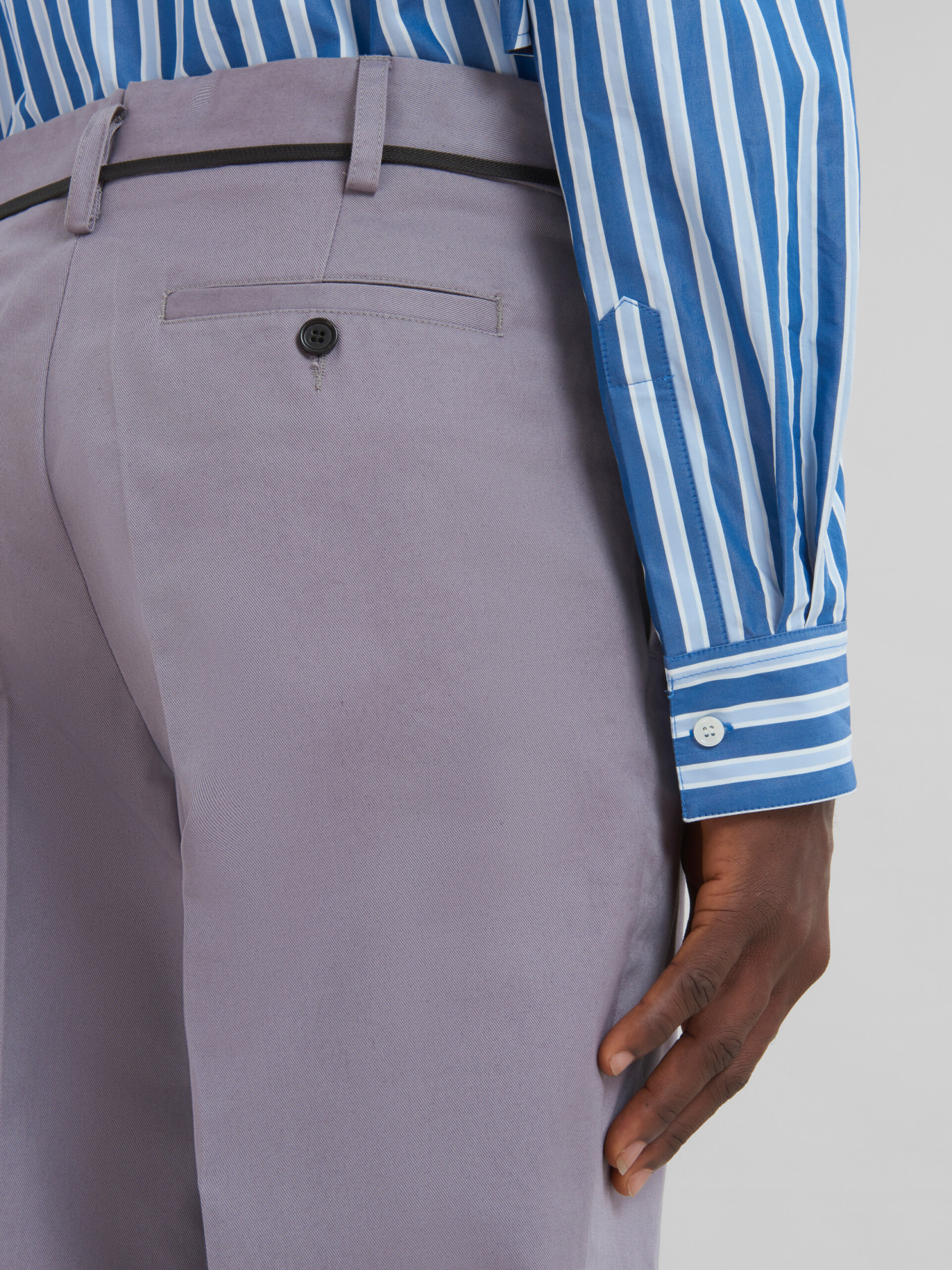 Shop Marni Grey Bio Gabardine Chinos In Purple
