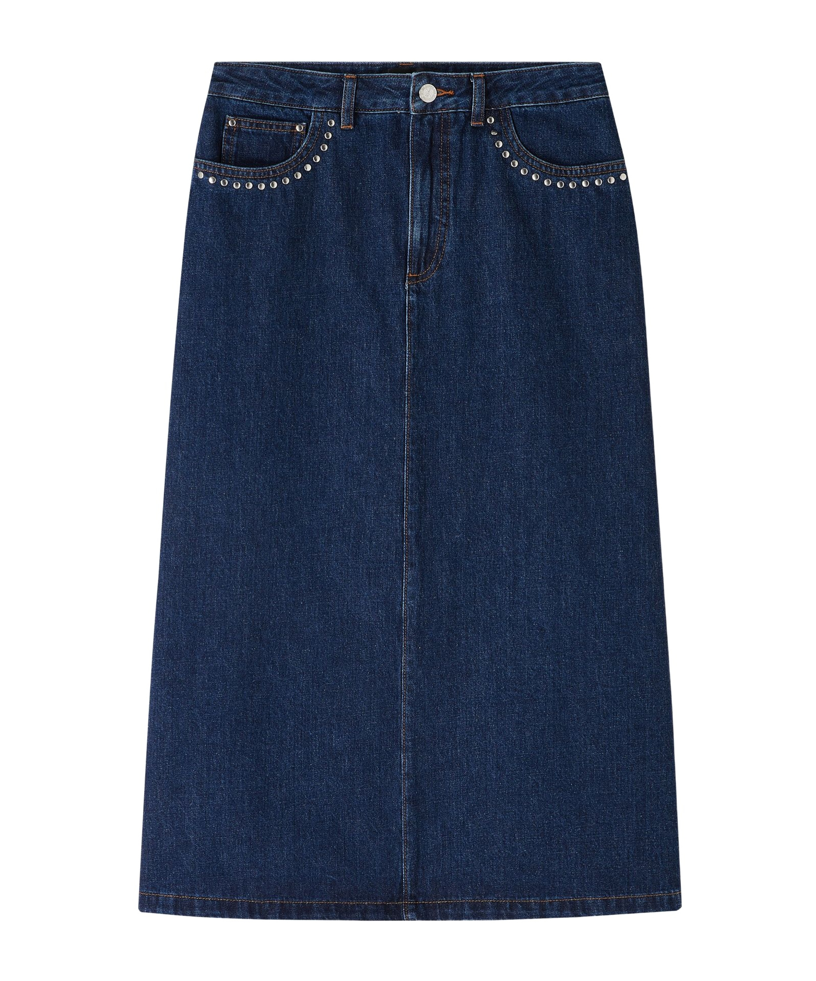 Apc Indigo Redwood Denim Midi Skirt In Blue