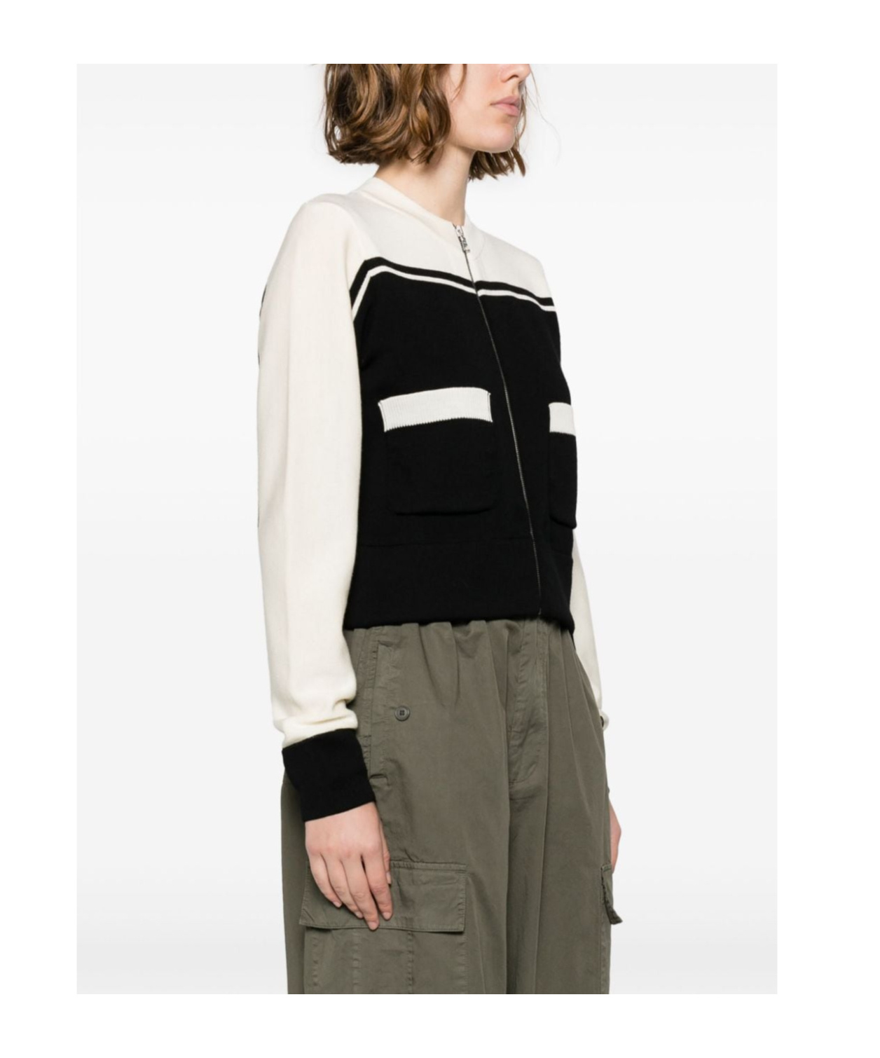 Palm Angels Logo-intarsia Wool Zip Cardigan In Black